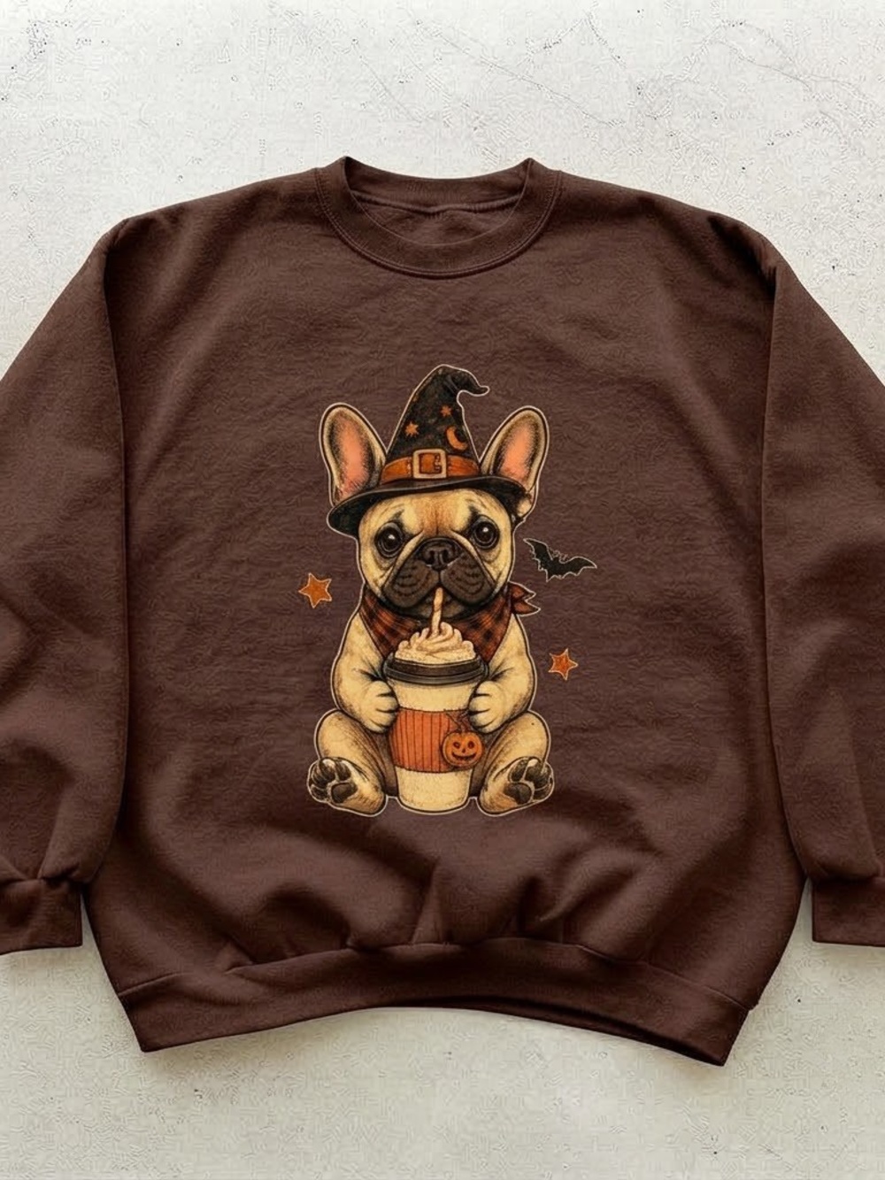 Vintage Brown Halloween French Bulldog Graphic Sweatshirt